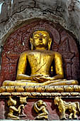 Ananda temple Bagan, Myanmar. Images of the life historical Buddha from birth to death of the circumambulatory corridors. 